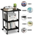 thumbnail image 6 of Topbuy 3-Tier Adjustable Rolling Under Desk Printer Cart with 3 Storage Shelves Printer Stand for Home Office Black, 6 of 9