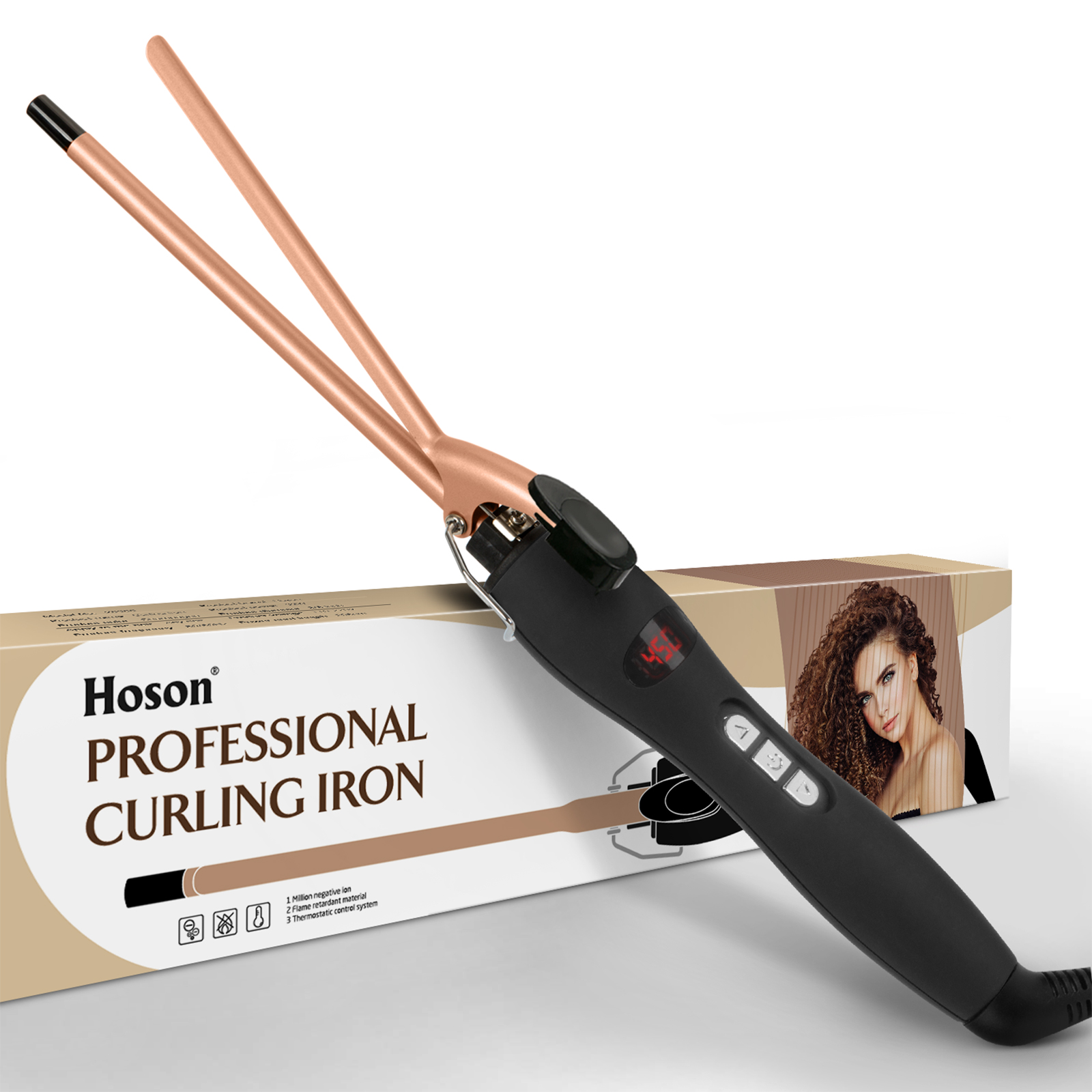 Hoson 9mm Ceramic Curling Iron with LCD Display photo 1