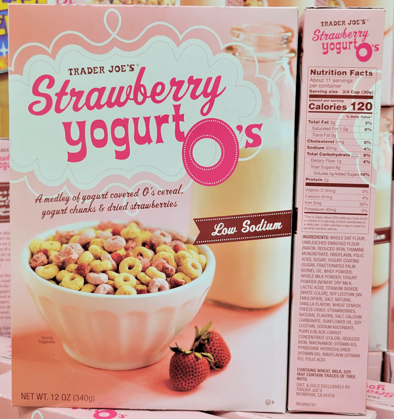 Trader Joe's Strawberry Yogurt Low Sodium O's Cereal 12oz 340g (2 Boxes)