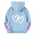thumbnail image 5 of CPNG Girls Hoodies Tops Double Heart Print Long Sleeve Hooded Sweatshirts with Front Pocket Kids Loose Fit Daily Pullover Sweatshirt, 5 of 5