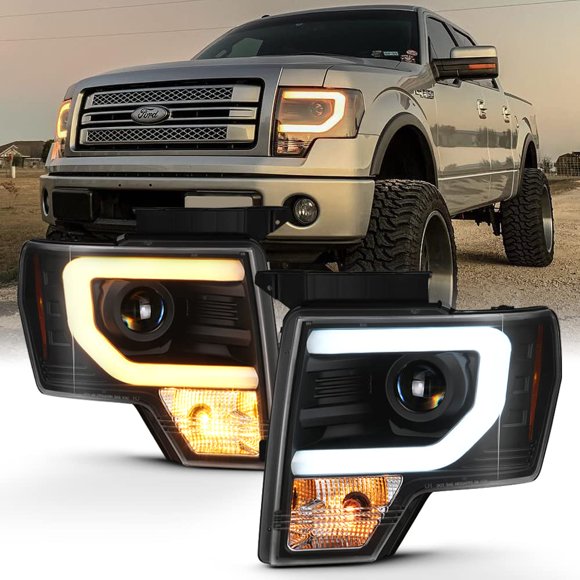 ACANII - For 2009-2014 Ford F150 Pickup Truck [Raptor Style] LED Tube Switchback Signal Projector Headlights Headlamps
