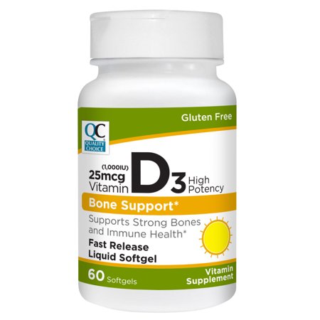 Quality Choice 25mcg Vitamin D3 High Potency Bone Support Softgels  60 Count - Pack of 1