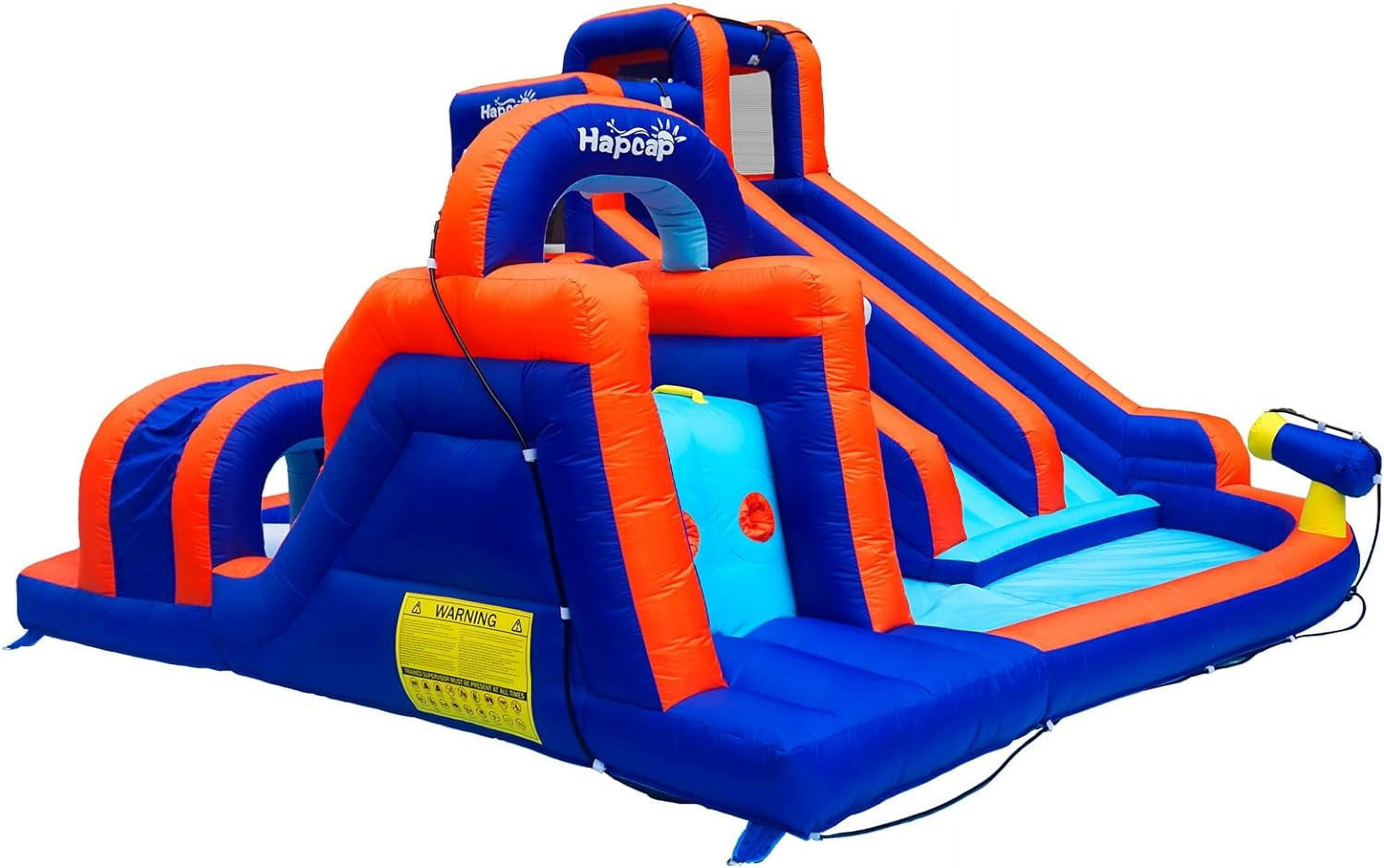 Hapcap Inflatable Water slide with Climbing, Slides, and Pool for Kids, Bounce House with Tunnel and Air Blower