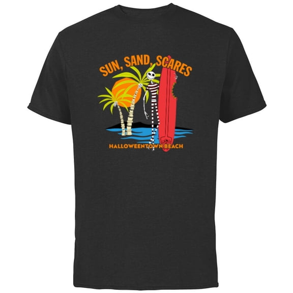 Disney The Nightmare Before Christmas Sun Sand Scares Beach - Short Sleeve Cotton T-Shirt for Adults - Customized-Black