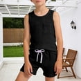 thumbnail image 2 of oqasdz Boys Summer Outfits Sleeveless Crew Neck Undershirts Kids Tank Tops and Shorts with Pockets Casual Athletic Clothes Sets, 2 of 4