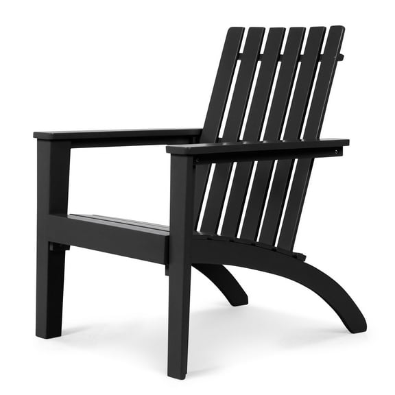 Patiojoy Wooden Adirondack Chair W/Ergonomic Design Outdoor Lounge Armchair Acacia Wood chair for Yard&Patio Black