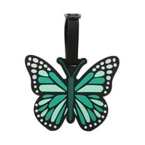 Unique Bargains 1 Pc Butterfly Luggage Tag for Travelling Green Soft Rubber