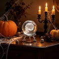thumbnail image 2 of Halloween Decorations Crystal Ball, 3D Skull Ghost Laser Engraved Glass Ball with Stand, White Crystal Desktop Ornament for Home Party Decor, 2 of 6