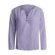 thumbnail image 4 of Camiseta informal de manga larga y cuello en V - Elegante cuello en V, color versátil, tejido cómodo, 4 of 5