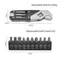 thumbnail image 4 of Stainless Steel Multi-Functional Adjustable Wrench Set with Foldable Hexagon Keys, Screwdriver Bits & Oxford Storage Bag – Portable Tool Kit for Automotive, Plumbing & Household Repairs,, 4 of 5