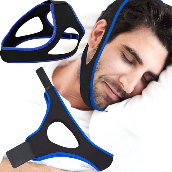 XIRQI Airflow Jaw Strap,Snore Stopper Chin Strap for Snoring,Breathable Air Flow Jaw Strap,Snoring Solution for Men,Women,and Older to Keep Mouth Closed (blue)