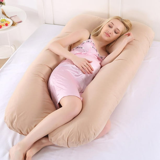 Funda de almohada tipo U para embarazadas cojin protector lateral para dormir beige claro Walmart en linea