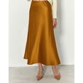 thumbnail image 6 of BTFBM Womens Spring Summer Long Satin Skirt Silk Elegant High Waist Cocktail Party Wedding Flowy A-Line Midi Skirts, 6 of 8