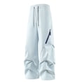 thumbnail image 6 of Dvprdro Wide Leg Sweatpants for Men Elastic Waist Drawstring Casual Athletic Sweat Pants Loose Fit Stretch Trousers Fashion Workout Joggers with Zipper Pocket, 6 of 7