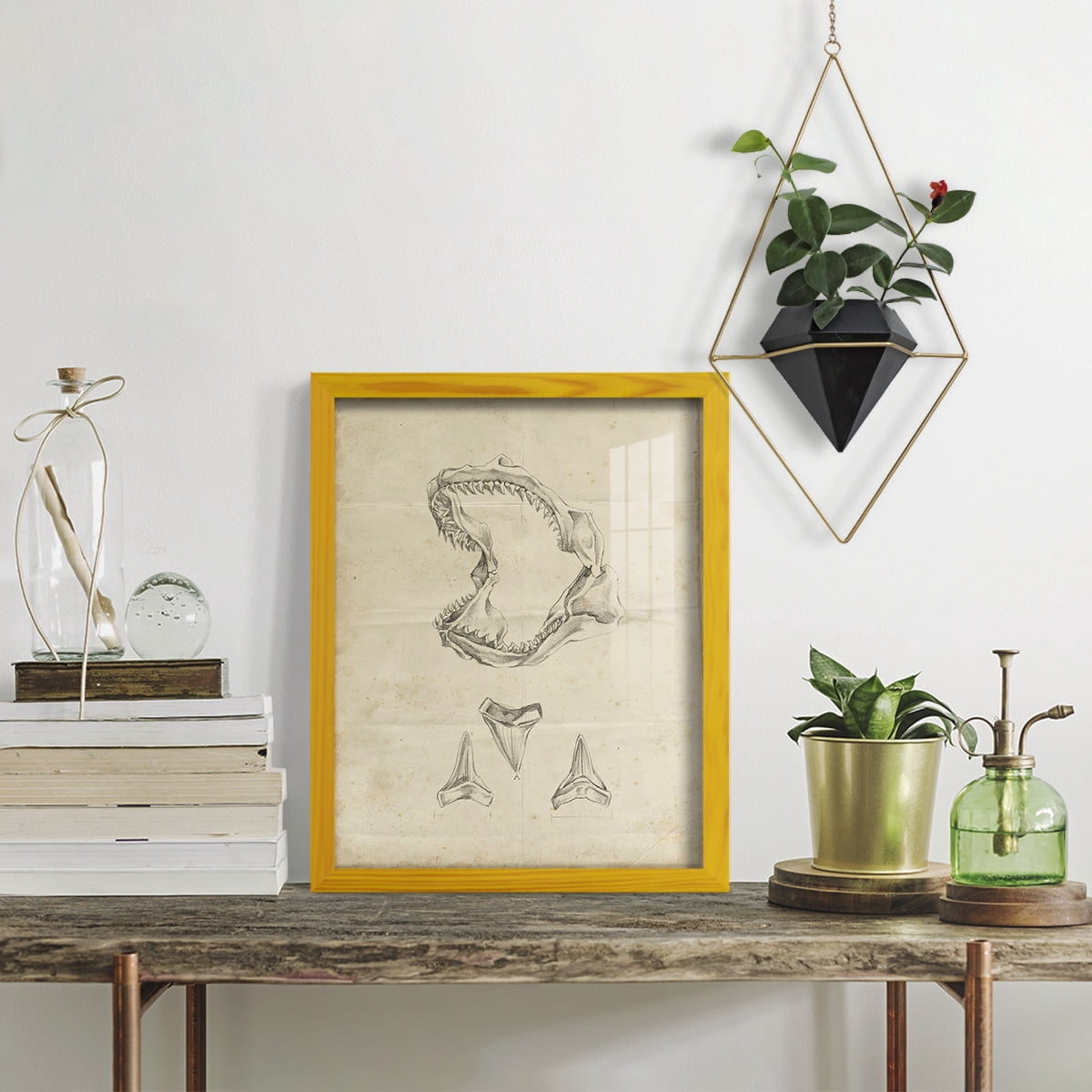 Shark Study II - Framed Print w/glass - Sunflower Yellow