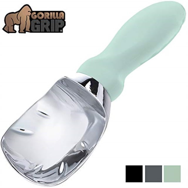 gorilla grip premium ice cream scoop, dishwasher safe scooper with comfortable easy grip handle