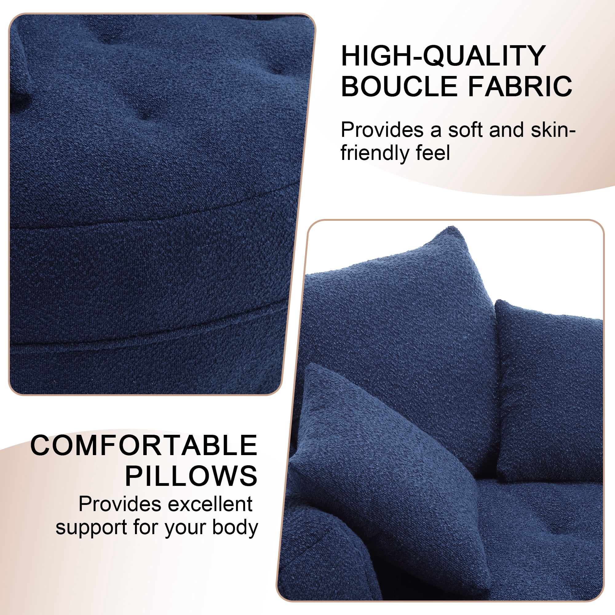 MOONMISS Navy Round Accent Chair with Tufted Seat