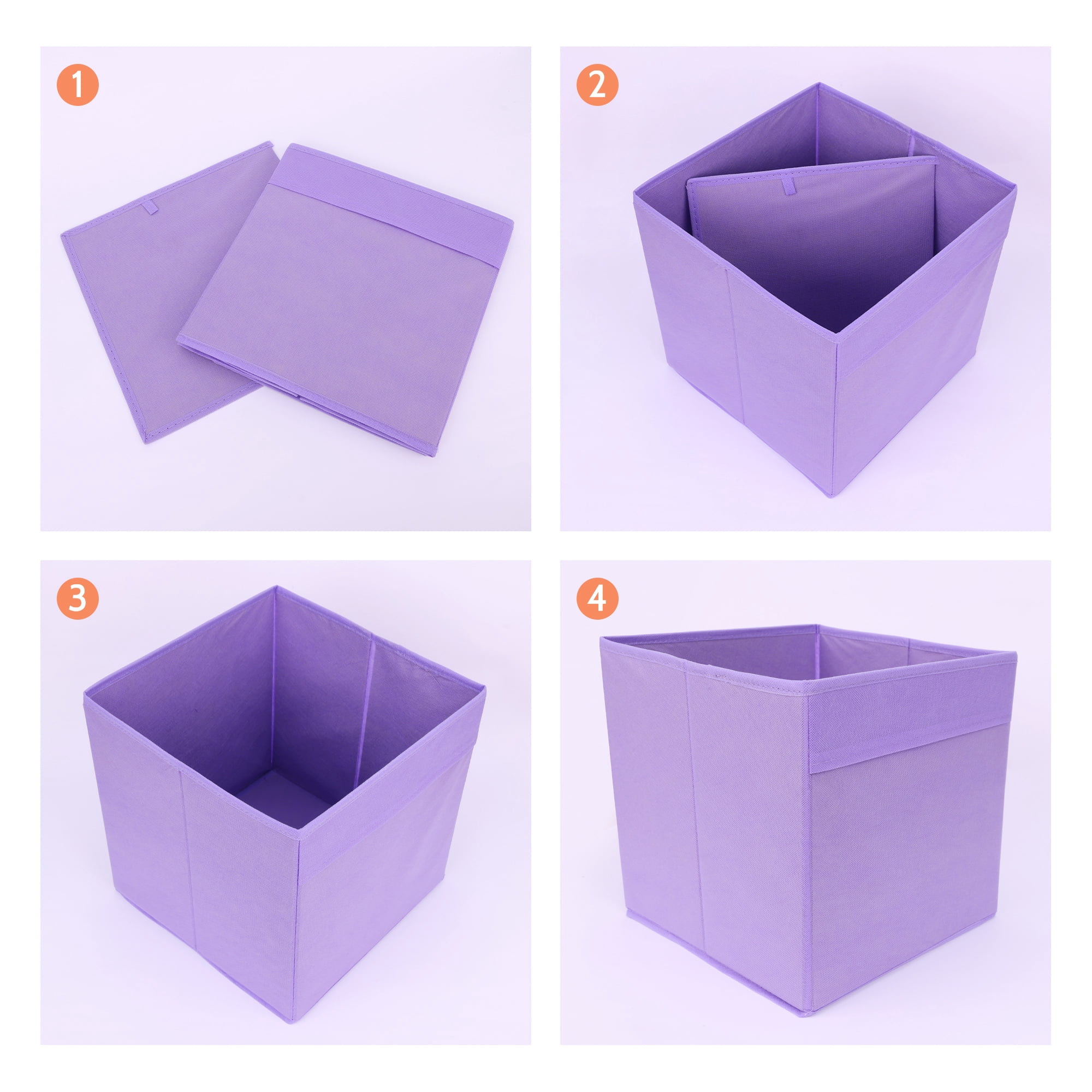 REGALWOVEN Collapsible Fabric  Storage Cube, Storage Bin for Shelves Closet, Storage Basket Purple 12*12*12in