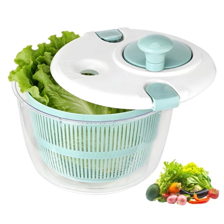 Large Capacity Salad Spinner, 5.3 QT Vegetable Fruit Washer and Dryer, Anti-cracking Vegetable Spinner with Locking Lid, Non-skid Base, and Drain Spout for Kitchen