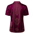 thumbnail image 7 of QASIEATN Women's Retro Shirt Women's Satin Printed Short Sleeved Shirt Vacation Style Shirt, 7 of 7