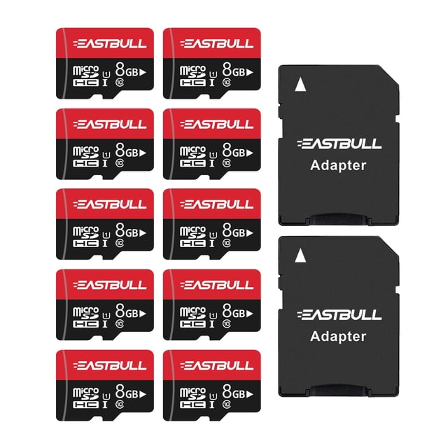 Tarjeta micro SD EASTBULL de 8 GB, paquete de 10 unidades, vídeo Full HD de 90 MB/s