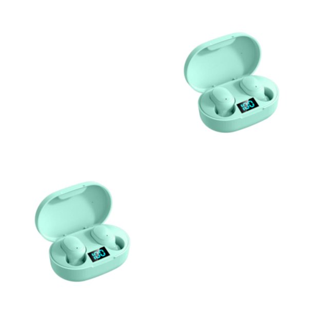 Kearding Auriculares compatibles con Bluetooth Estuche de carga en la oreja Pantalla LED Auriculares Deportes Música Reproducir Auriculares con Verde 2Conjunto