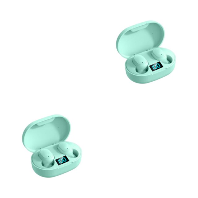 Kearding Auriculares compatibles con Bluetooth Estuche de carga en la oreja Pantalla LED Auriculares Deportes Música Reproducir Auriculares con Verde 2Conjunto