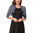 thumbnail image 1 of INSPIRE CHIC Women's Elegant Ruffle Collar Front 3/4 Sleeve Lace Shrug Top, 1 of 6