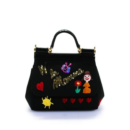 Pre-owned|Dolce &Gabbana Sei La Mamma Più Bella Del Mondo Miss Sicily Mini Handbag Black
