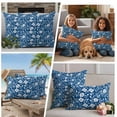 thumbnail image 5 of Blue White Floral Outdoor Waterproof Pillow Covers, Farmhouse Retro Botanical Leaves Decorative Square Throw Pillowcase Sofa Cushion Sham for Patio/Couch/Chair, 16"x16" 2 Pack, 5 of 8