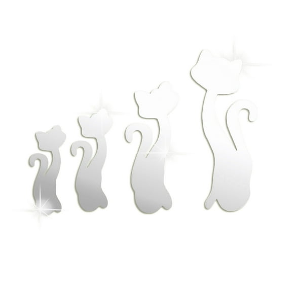 DIY Cute 4pcs 3D Cats Mirror Wall Stickers Home cat Mirror Decor Mirror Room Decar Mirror Art Decal