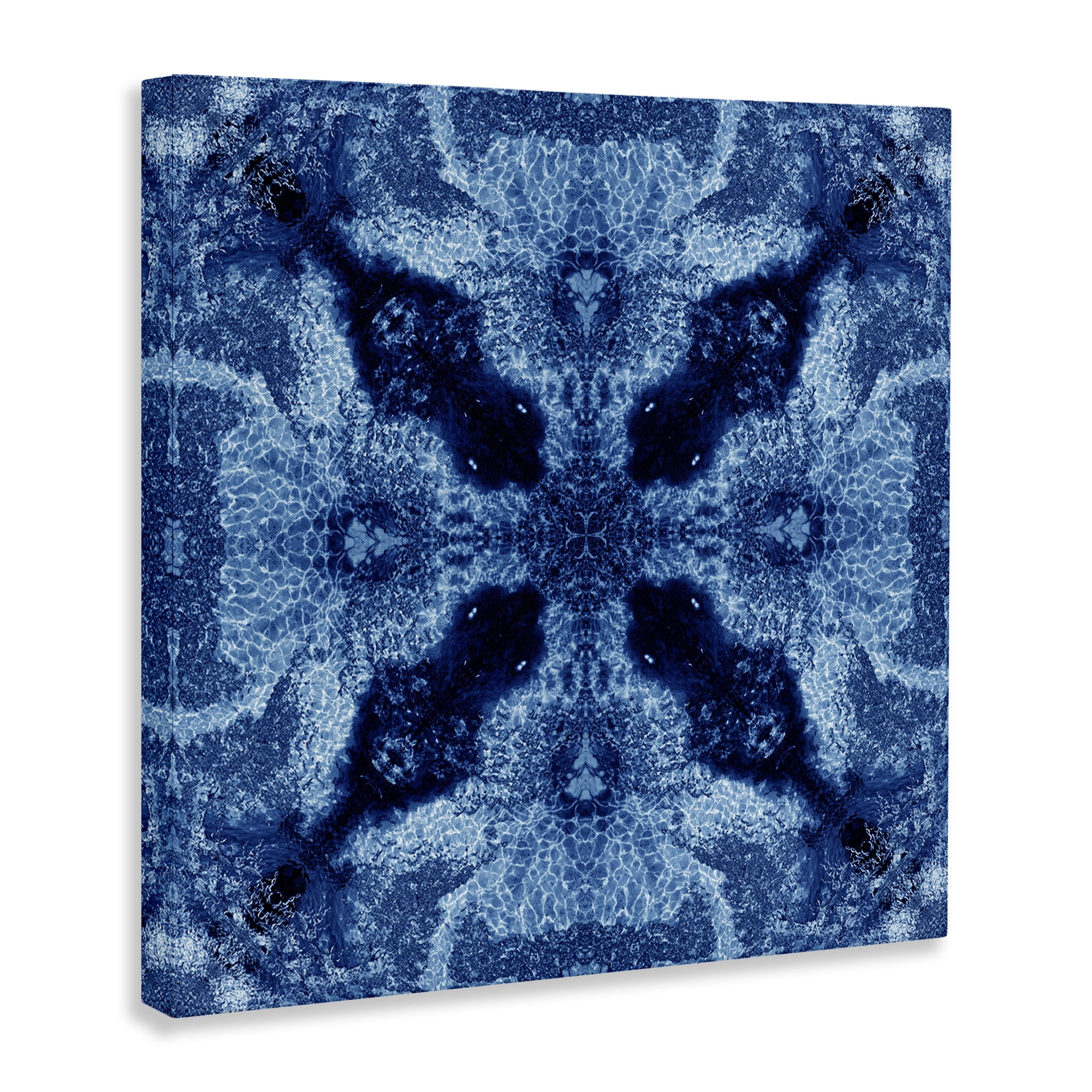 Stupell Industries Blue Mosaic Motif Abstract Painting Wrapped Canvas Art Print Wall Art, 30 x 30