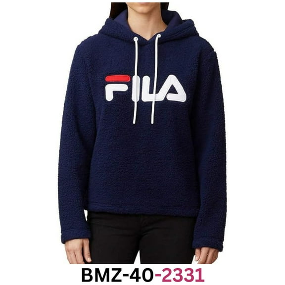 Fila Women's Caroline Sherpa Hoodie Sweatshirt (Peacoat, X-Large)