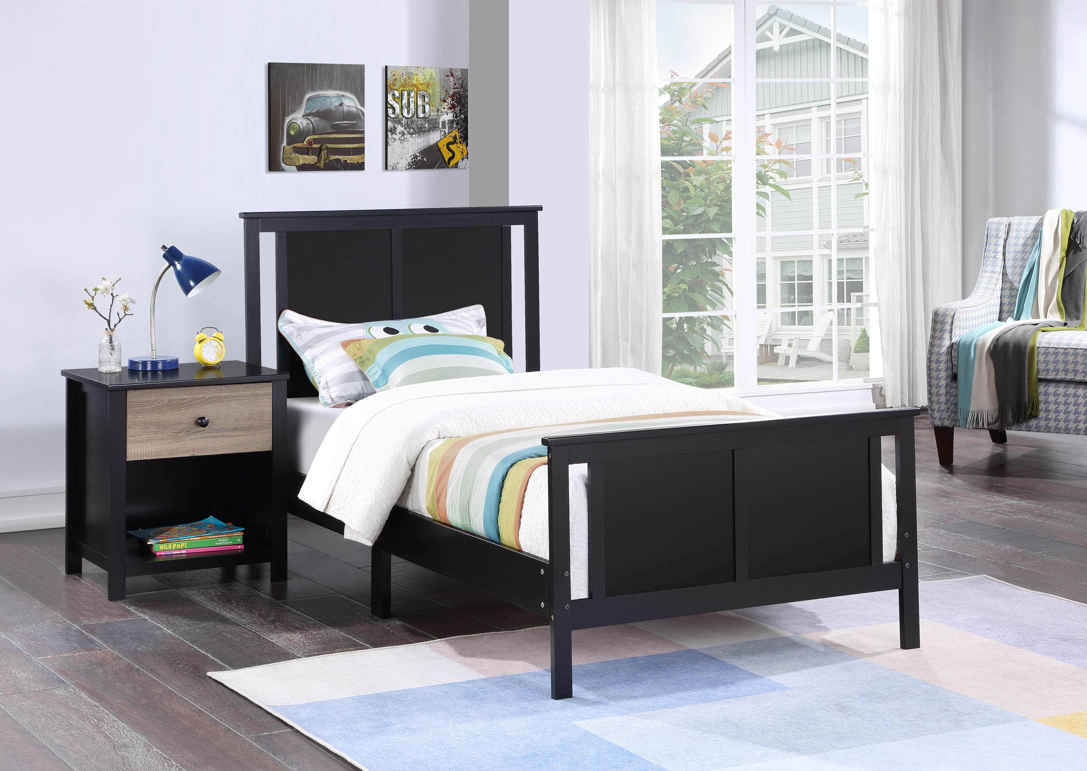 Olive Opie Connelly Twin Bed Black Vintage Walnut Walmart