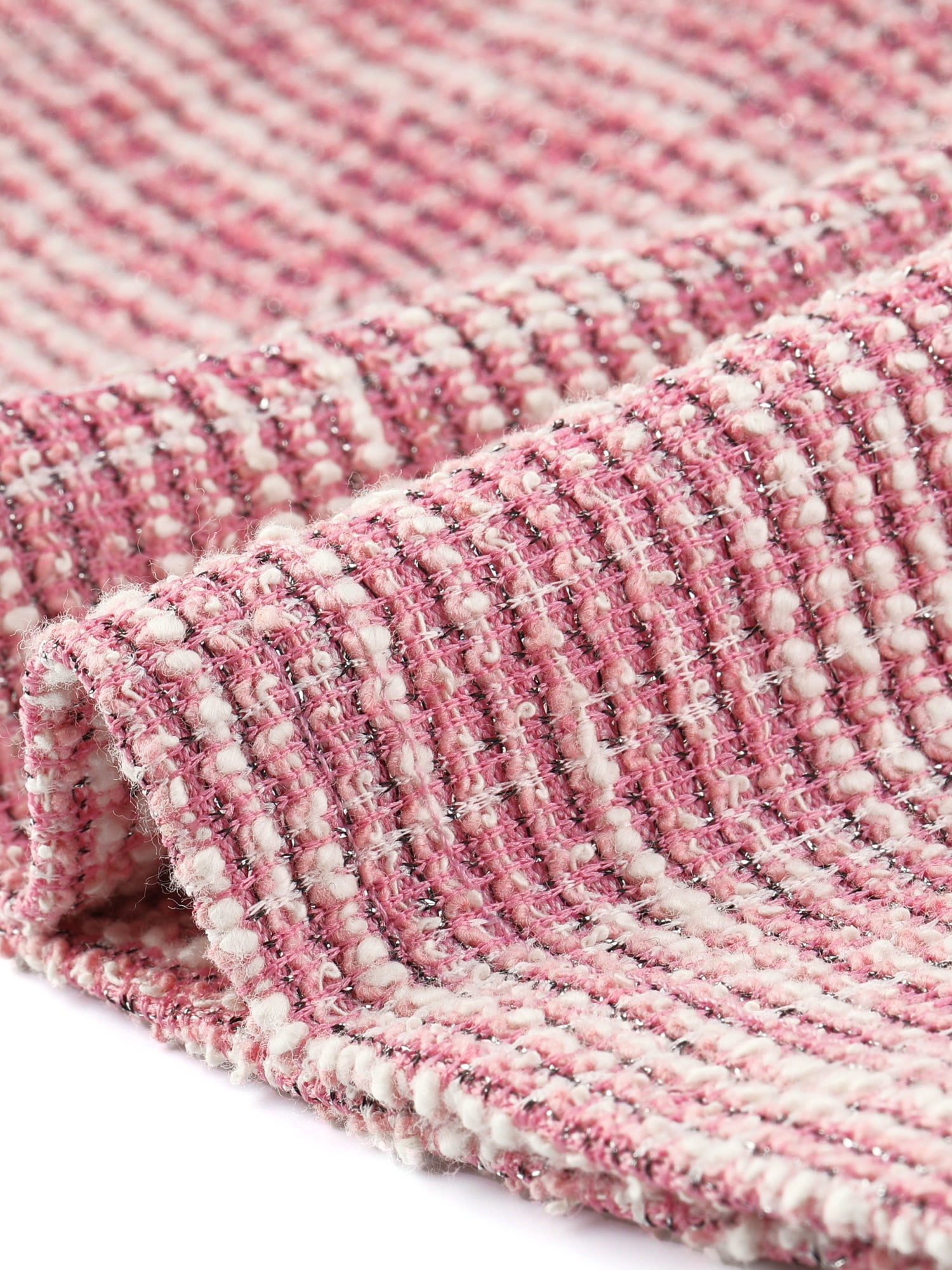 DARING DIVA Women's Tweed Cap Sleeve A Line Vintage Pleated Dresses M White Pink