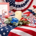 thumbnail image 5 of JeashCHAT 4th of July Floral Candle Ring Wreath, Patriotic Red White Blue Artificial Flower Candle Holder 9.84" for Independence Day Memorial Day Table Centerpiece Decor, 5 of 6