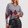 thumbnail image 7 of Erwazi Sweaters Women's Color Block Fall Winter V Neck Long Sleeve Warm Soft Knitted Pullover, 7 of 7