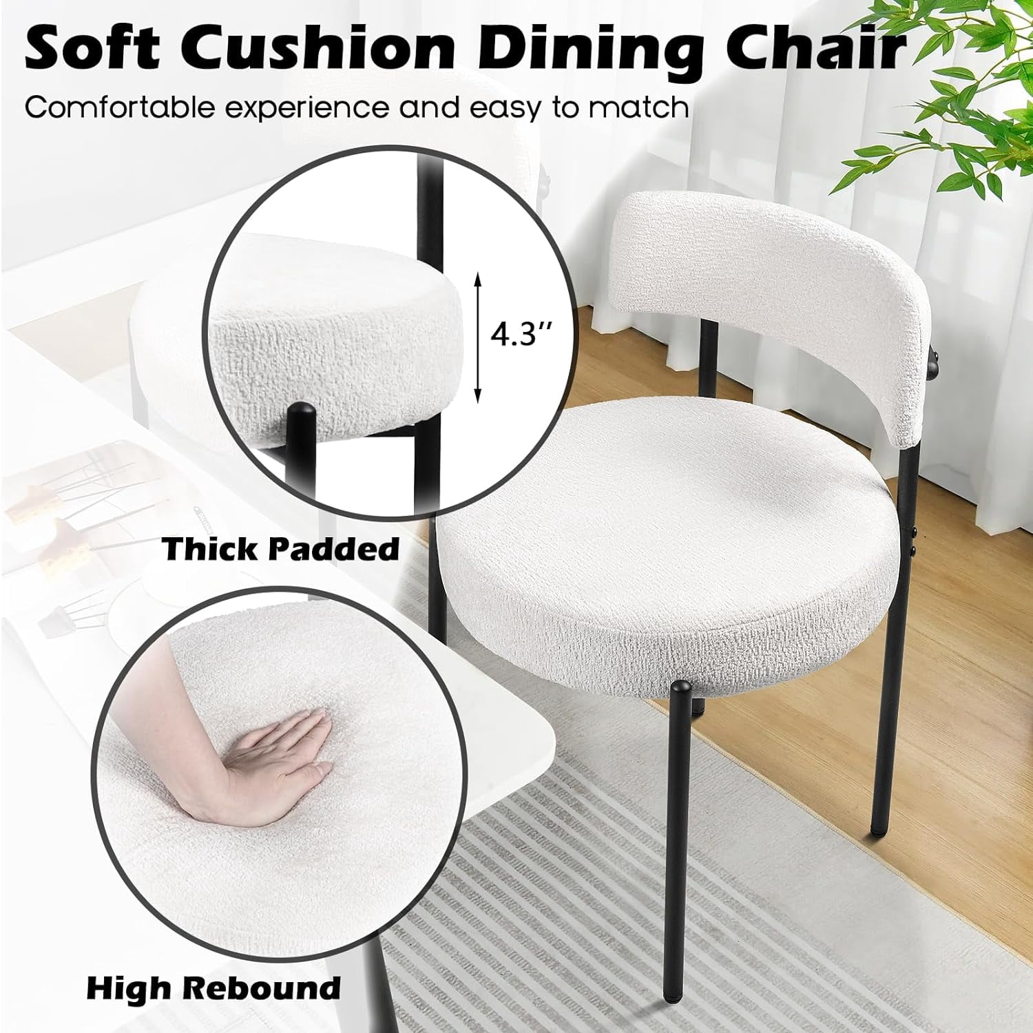 Vitesse Fabric Dining Side Chairs, White (Set of 4)