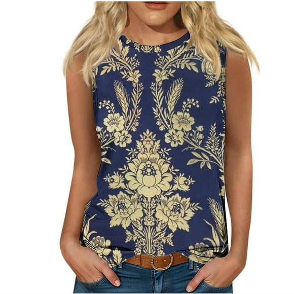 Womens Summer Shirts,Long Skirts for Women Summer,Womens Summer Casual Printing Loose Round Neck Sleeveless,Womens Summer Pants,Womens Summer Skirts