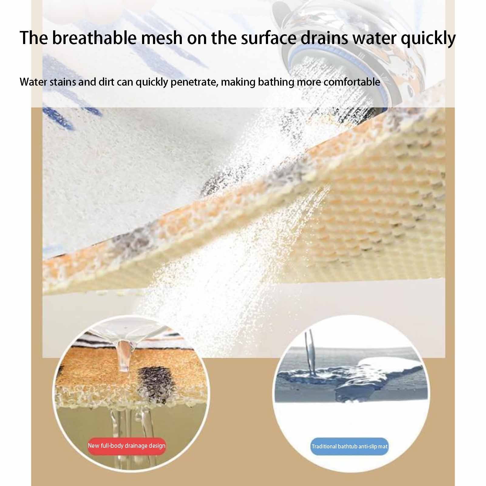Shower Mat Loofah Bath Mat for Bathroom,Large Inside Shower Mat,Comfort PVC Massage Bathroom Floor Mat,with Drain Hole,Quick Drying