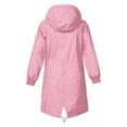 thumbnail image 3 of WhouRiu Little Girl Jacket Lightweight Long Sleeve Zip Up Hooded Long Coat Child Solid Loose Windproof Outdoor Jackets Pink,Sized 6-7, 3 of 4