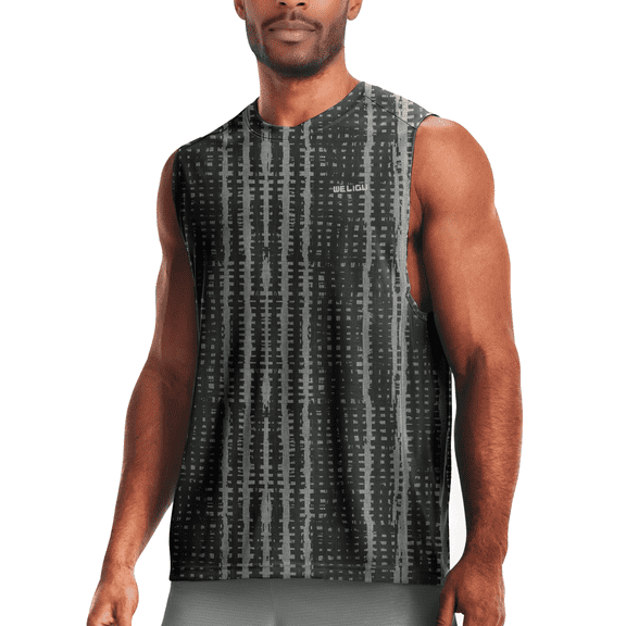 WELIGU Men's Performance Muscle Tank Top, Quick Dry Eyelet Fabric Sleeveless Gym & Beach Shirt Gary S