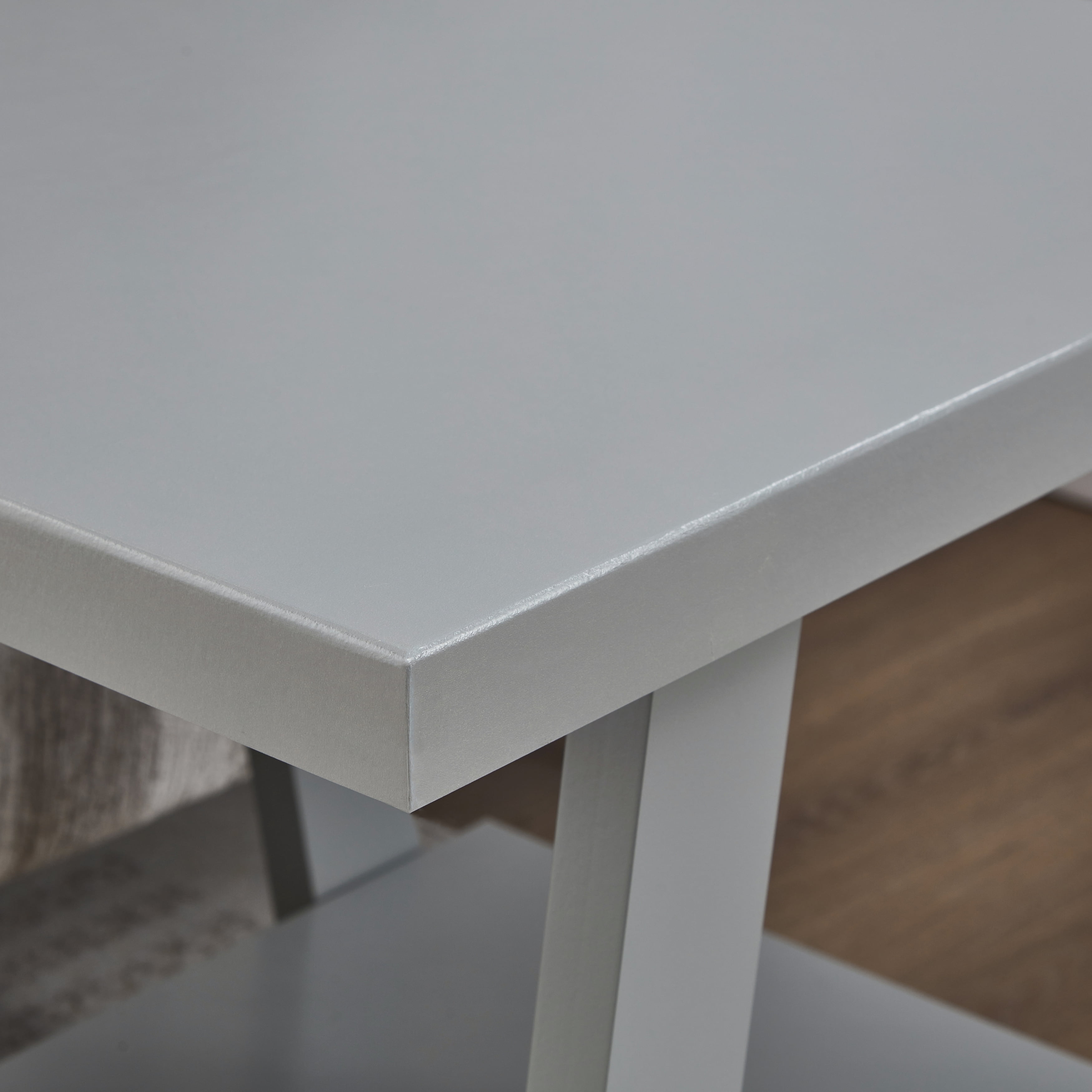 Roundhill Furniture Athens Contemporary Wood Shelf End Table in Gray