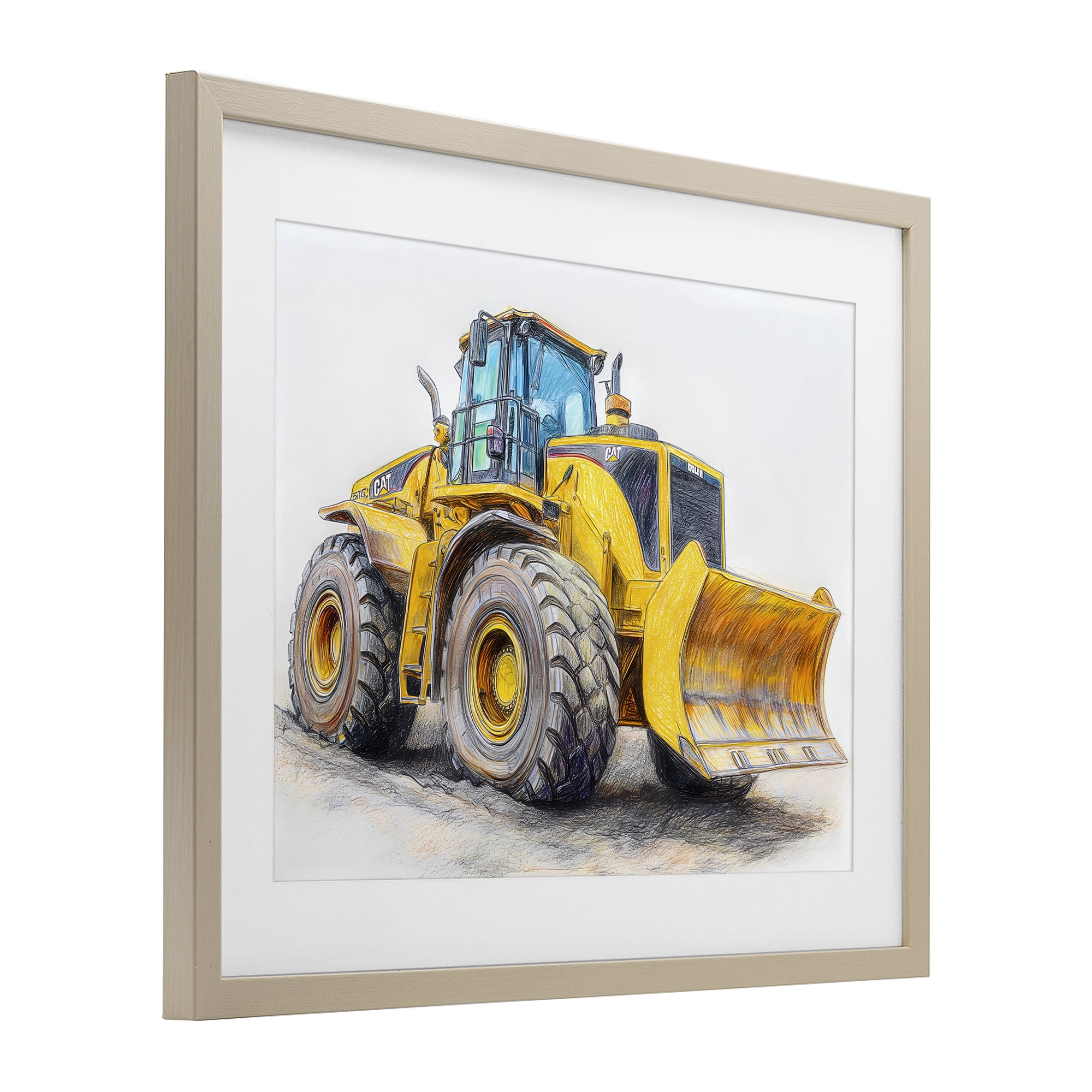 Stupell Industries Industrial Excavator Drawing Birch Framed Print Under Glass, design by Steve Hunziker
