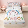 thumbnail image 2 of Erosebridal Kawaii Rainbow Print Zipper Queen Comforter Set with Fitted Sheet and 2 Pillowcases for Girls, Colorful Flower Zipper Bedding Set, Polka Dots Reversible, 2 of 7