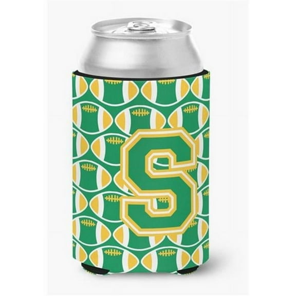 Letter S Football Green & Gold Can or Bottle Hugger