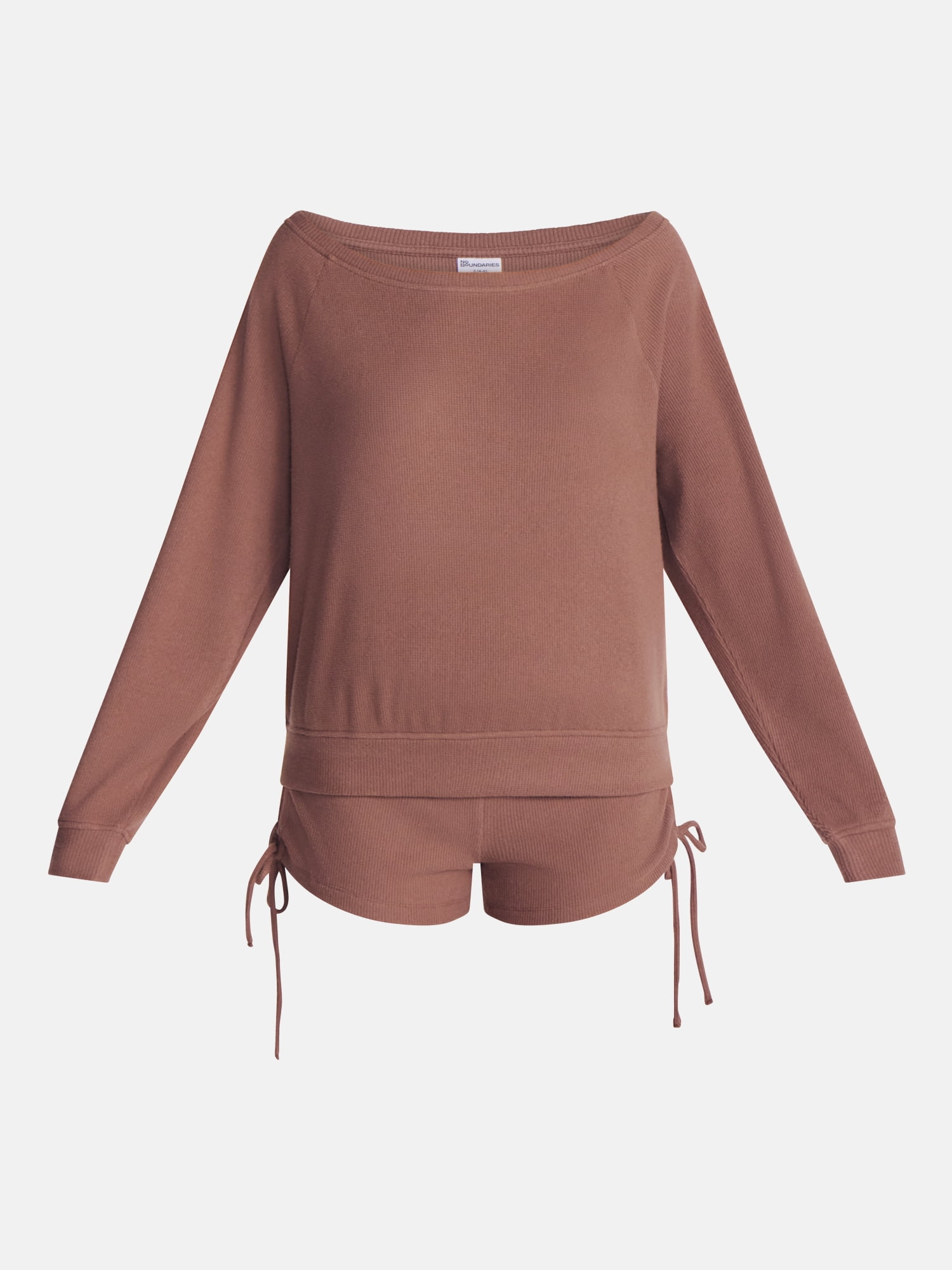 No Boundaries Waffle Knit Sleep Top, Women’s and Women’s Plus XS-2X