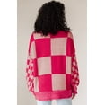 thumbnail image 3 of FOLUNSI Rose Red Plaid Sweater - Chic Drop Shoulder Knit, 3 of 8