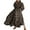 Coffee Leopard, variant on Elegant Women Plus Size Maxi Shirt Dress Long Sleeve Button Smocked Waist Loose Swing Long Dress with Pockets