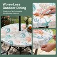 thumbnail image 5 of Round Outdoor Tablecloth with Umbrella Hole and Zipper, Teal Red Seahorse Coastal Tablecloth with Elastic Waterproof, Nautical Beach Coral Starfish Patio Table Covers for 36" - 44" Pool Tables, 5 of 9